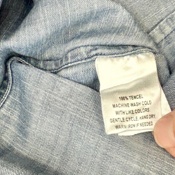 Untuckit Dress Womens 0 Long Sleeve Denim Button Up Shirtdress Pockets Stretch - Picture 13 of 14